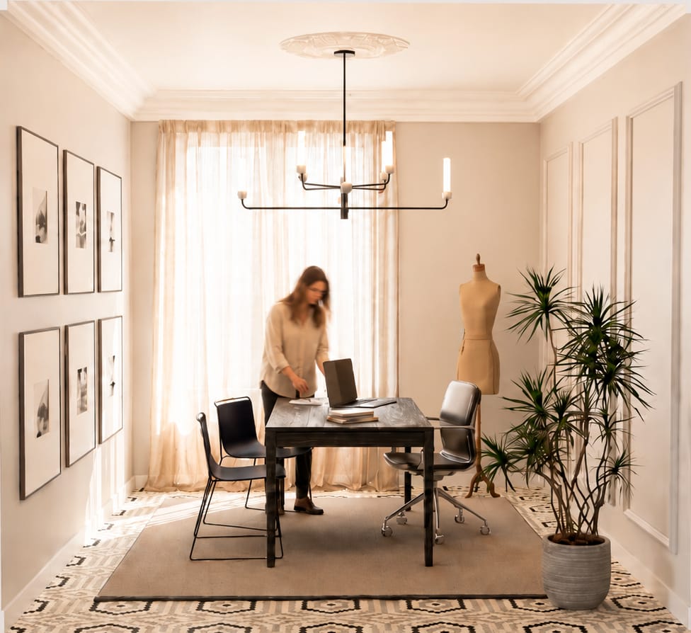 Sala de reuniones con galería de láminas